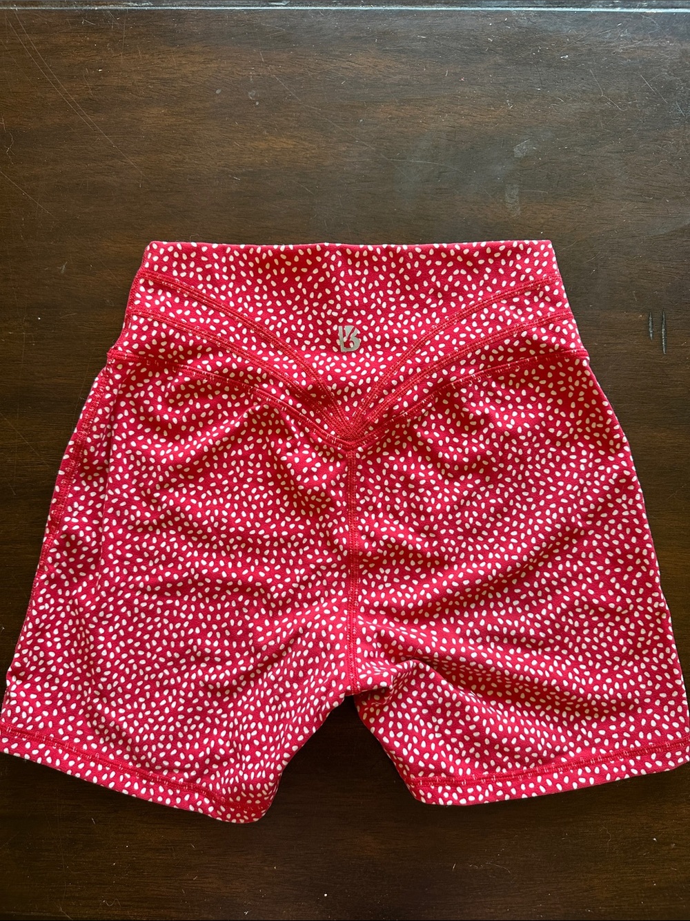BuffBunny Red and White V-Waist Bike Shorts